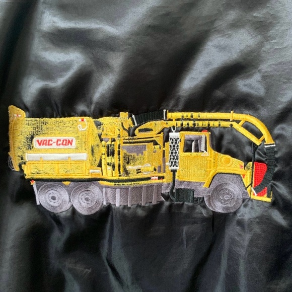 Vintage Trucker Truck Satin Bomber Jacket 1980's 80's Black Satin Bomber Jacket - Picture 2 of 6